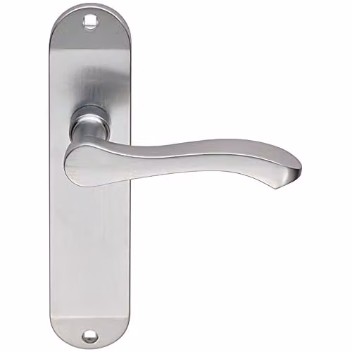 Loops Pair Scroll Lever Door Handle on Latch Backplate, Satin Chrome, W: 180 mm x H: 40 mm