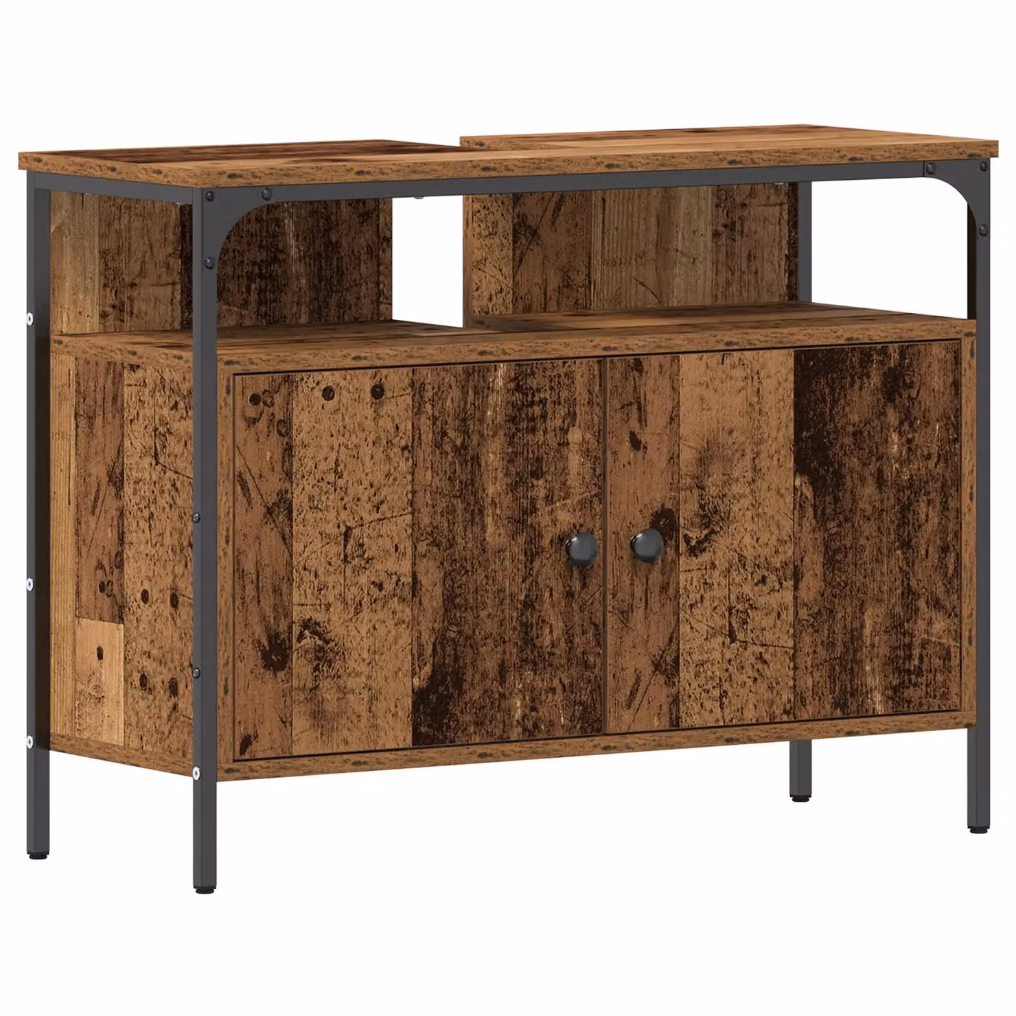Berkfield Home Rustic Old Wood Bathroom Sink Cabinet, Brown, W: 80 cm, D: 30 cm, H: 60 cm – 1