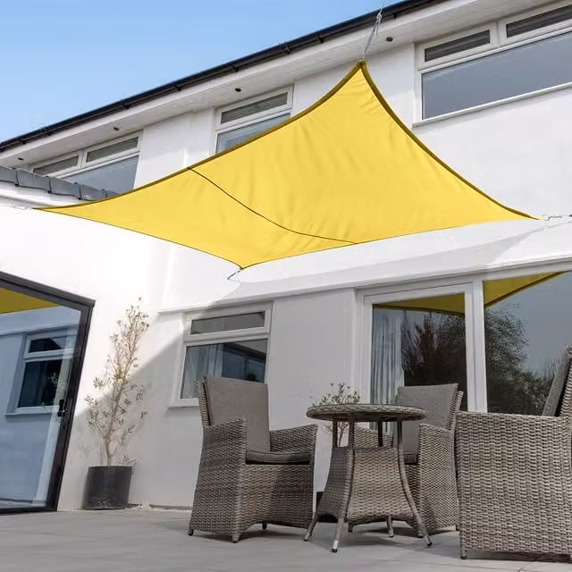 Kookaburra Rectangular Waterproof Sun Shade Sail, Yellow, W: 500 cm, D: 400 cm, H: 400 cm