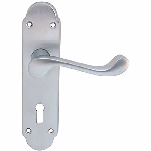 Loops Pair Victorian Upturned Handle on Lock Backplate in Chrome, W: 170 mm x H: 42 mm