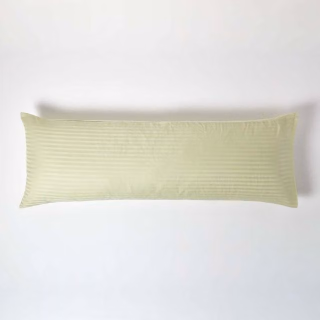 Homescapes 330 Thread Count Combed Cotton Percale Body Pillowcase in Green