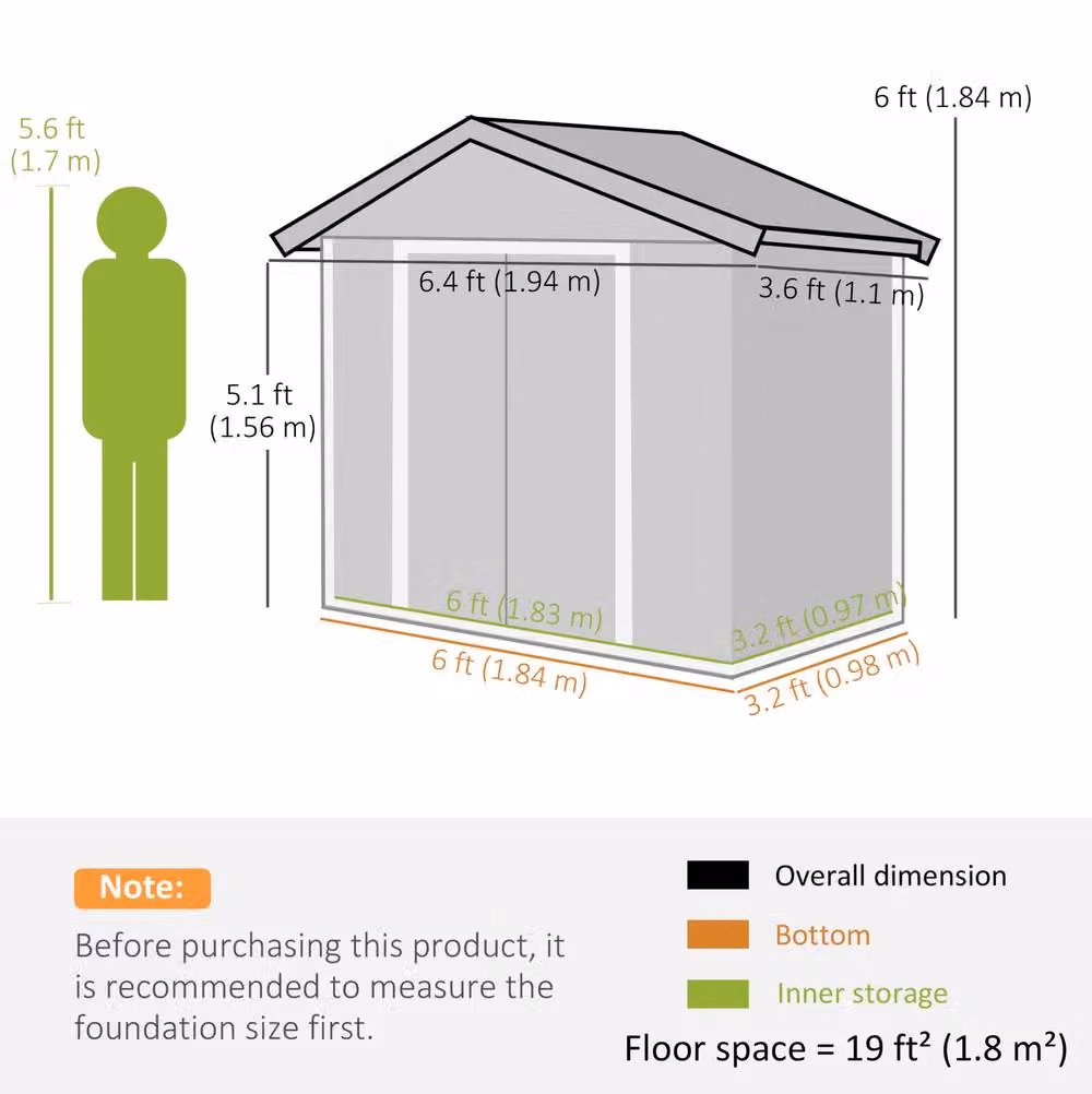 STILVORA Metal Garden Storage Shed in Green with Double Sliding Doors, Side Vents and Gable Roof, W/D/H: 183 x 114 x 184 cm – 2
