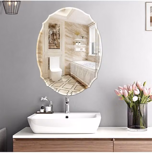 Living and Home Modern Beveled Edge Frameless Special-Shaped Wall Mirror with LED Light, W: 40 cm, H: 60 cm
