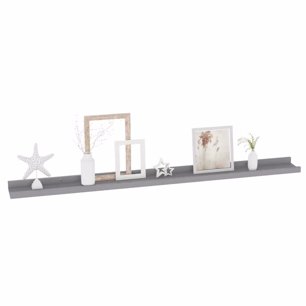 Berkfield Home Wall Mounted Shelves, 2 Pack, Grey, W: 100 cm, D: 9 cm, H: 3 cm – 2