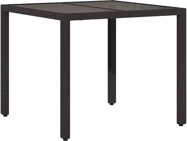 Berkfield Home Black Poly Rattan Garden Table with Glass Top, W/D/H: 90 x 90 x 75 cm – 1