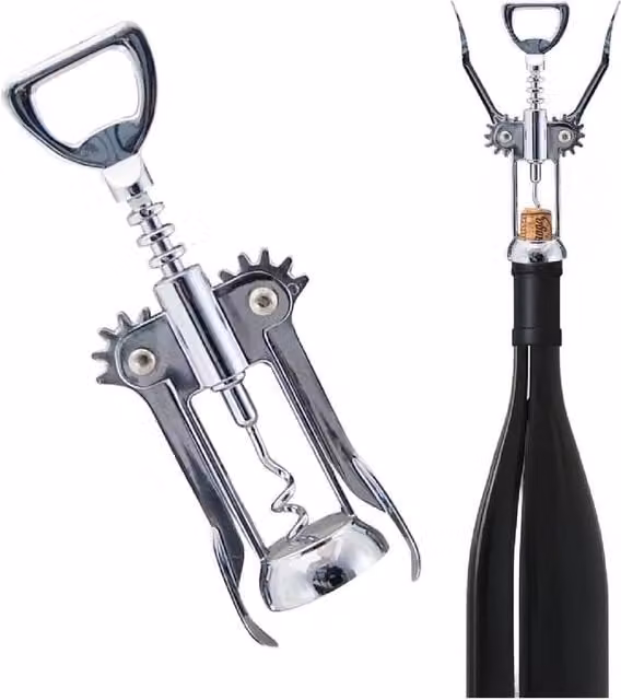 BARGAINS-GALORE Stainless Steel Lever Corkscrew with Foil Cutter and Ergonomic Grip in Silver – 1