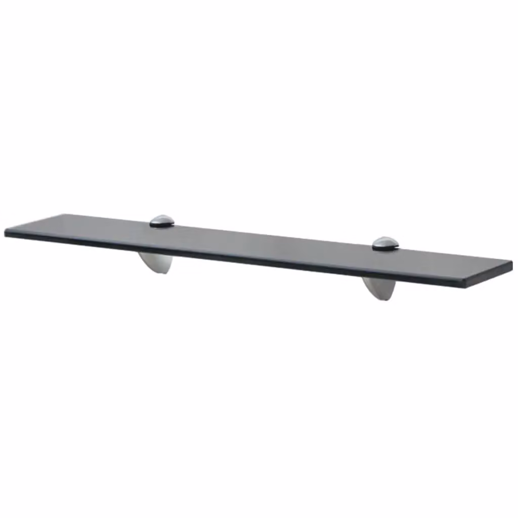 Berkfield Home Set of 2 Black Glass Floating Shelves, W: 60 cm, D: 10 cm – 2