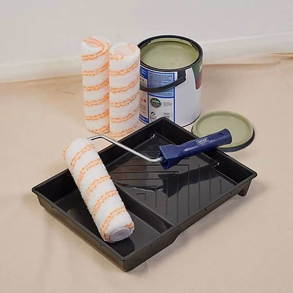 SPETLEK Medium Pile Paint Roller Set with Tray and Frame, White Polyester – 4