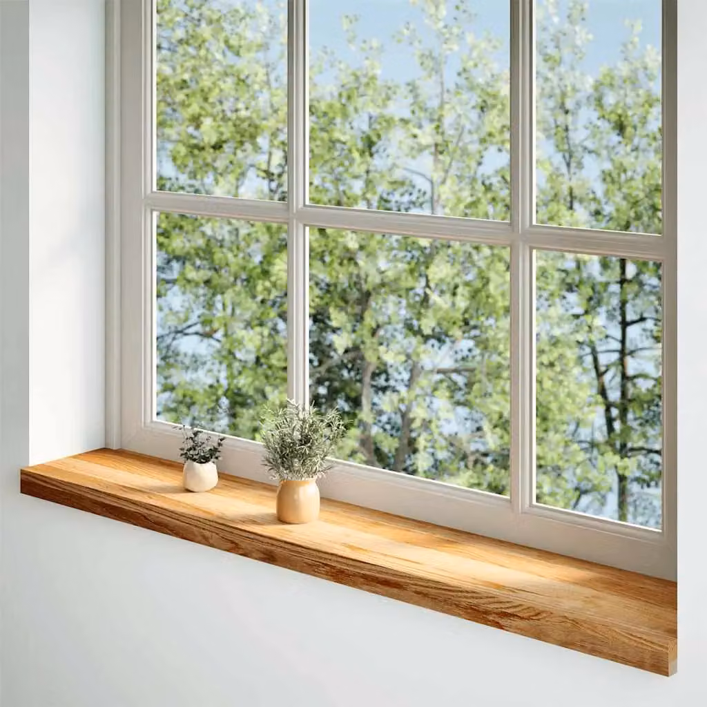 Berkfield Home Solid Oak Wood Window Sills, 2 Pieces, Brown, W: 160 cm, D: 20 cm, H: 2 cm – 2