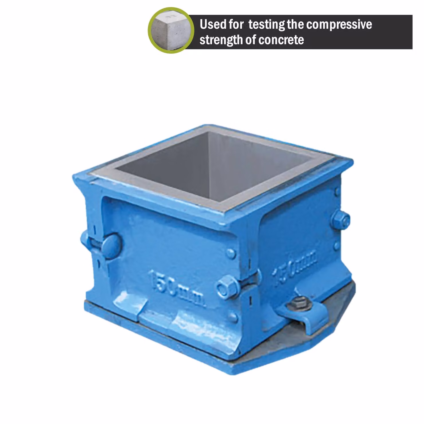 Pegdev Blue Iron 4-Part Concrete Test Cube Mould for Slump and Compressive Strength Testing, 150 x 150 x 150 mm – 3