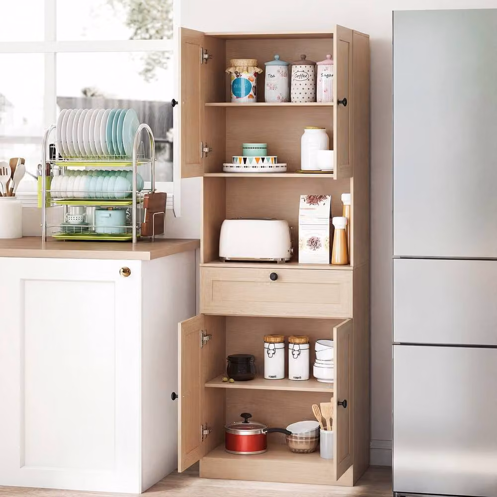 Costway Freestanding Bathroom Storage Cabinet in Beige, Height: 171.5 cm – 3