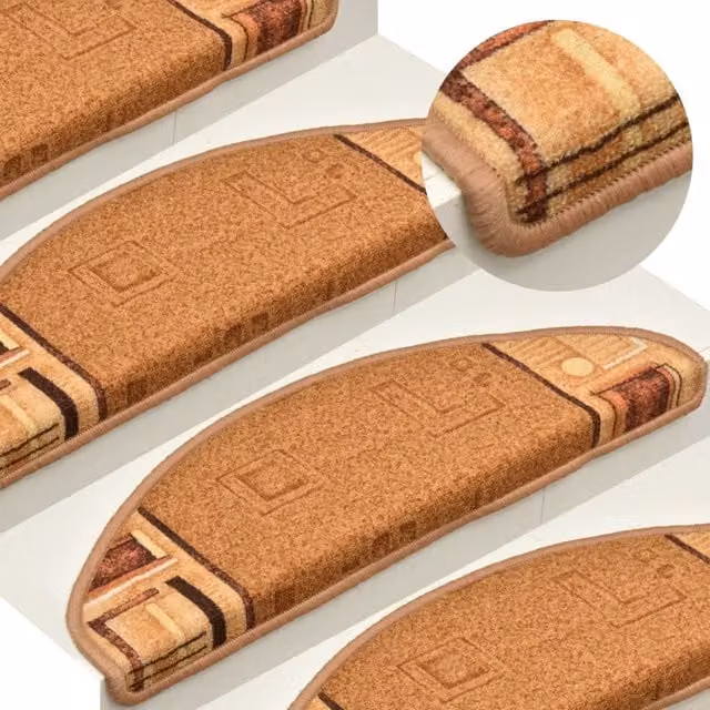 Berkfield Home Self-adhesive Stair Mats, 5 Pieces, Beige, W/D/H: 65 x 21 x 4 cm – 1