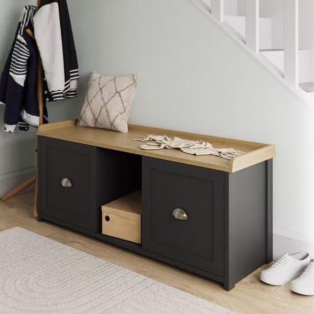 GFW Lancaster Black 2 Door Shoe Rack