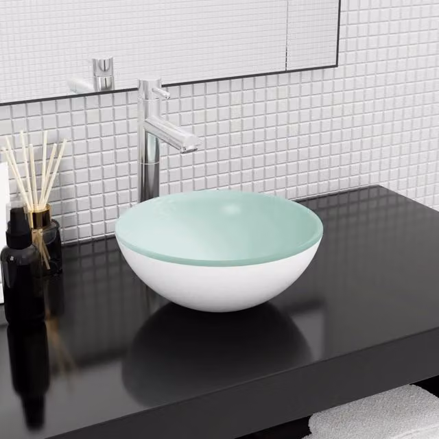 Berkfield Home White Tempered Glass Basin W/D/H: 30 x 12 x 12 cm – 1