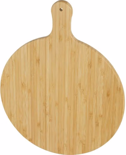 Seasons Delys Round Bamboo Cutting Board with Handle in Beige and Sand