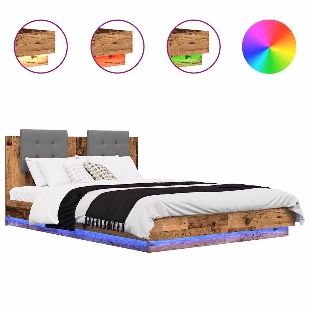 Berkfield Home Modern Bed Frame with Headboard in Brown Engineered Wood, W/D/H: 150 x 200 cm – 2