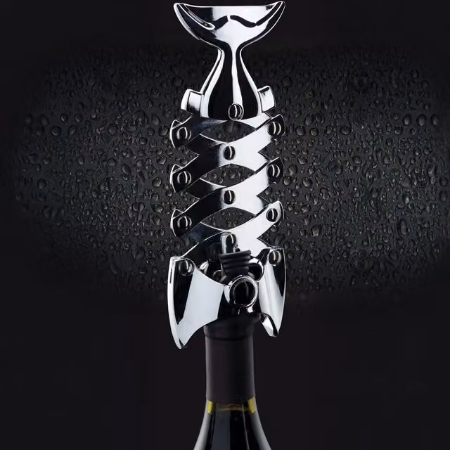BarCraft Lazy Fish Metal Corkscrew in Black and Silver