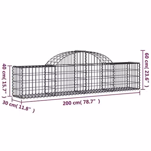 vidaXL Arched Gabion Baskets, 3 Pieces, Silver Galvanised Steel – 2