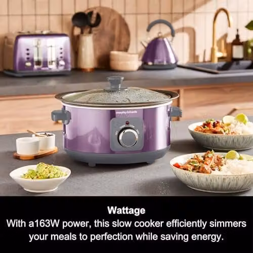 Morphy Richards Accents 3.5L Sear and Stew Slow Cooker, Purple – 3
