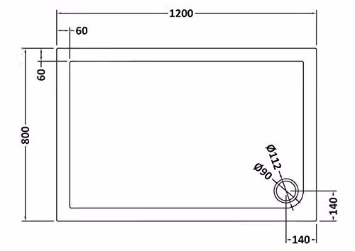 Nuie TR71023 Slimline Rectangular Pearlstone Shower Tray, W: 120 cm, D: 80 cm, H: 4 cm, Slate Grey – 2