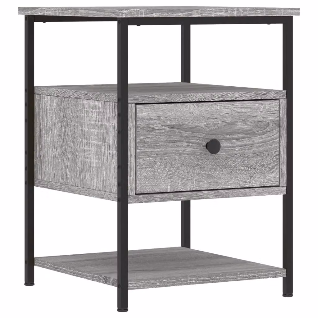 Berkfield Home Set of 2 Grey Sonoma Bedside Cabinets, W: 40 cm, D: 42 cm, H: 56 cm – 2