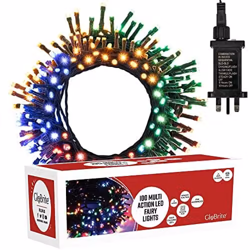 Globrite Multicolour 100 LED String Fairy Lights with Timer and Remote Control – 1