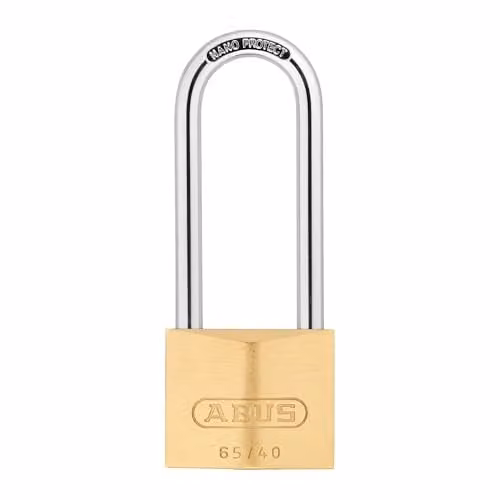 ABUS Brass Padlock with 63mm Long Shackle in Gold/Yellow, Keyed Alike 404