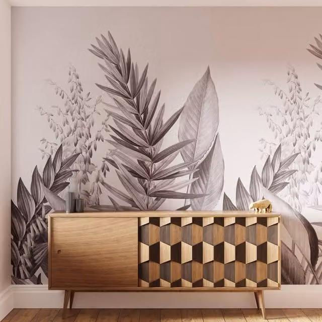 Superfresco Easy Flora & Fauna Mono Print Floral Wall Mural in White, W: 300 cm, H: 280 cm – 1