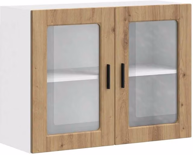 Berkfield Home Porto Artisan Oak Kitchen Wall Cabinet with Glass Doors in Brown – 1