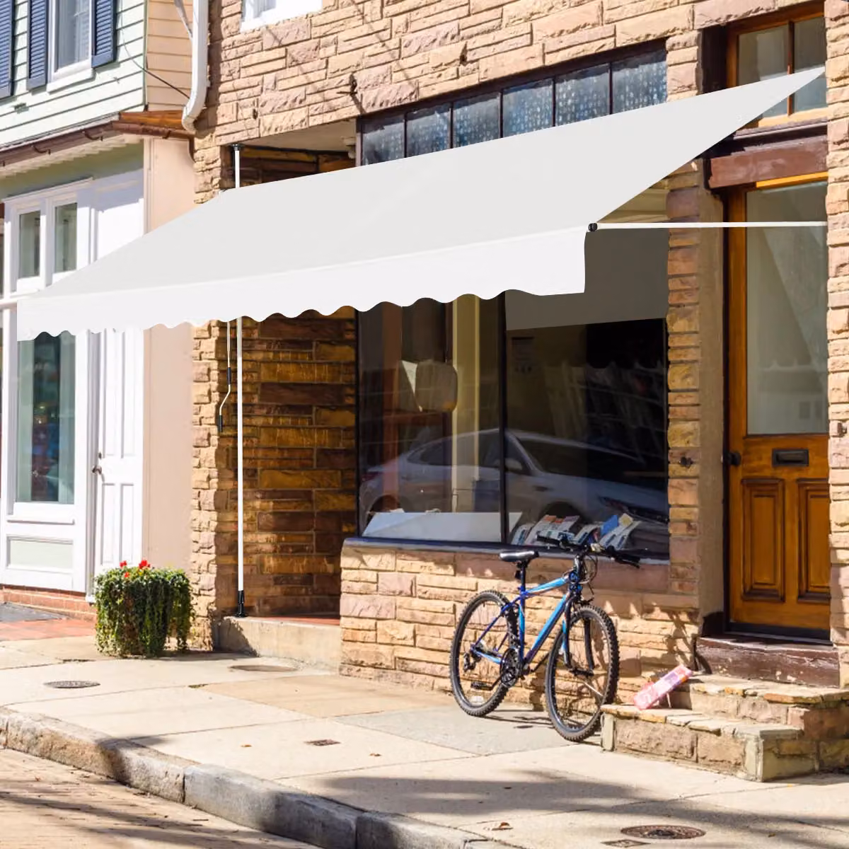 Costway Retractable Canopy Awning Sun Shade in Beige, W: 200 cm, D: 120 cm – 2