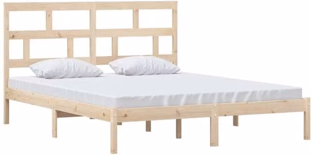 Berkfield Home Beautiful Bed Frame in Solid Pine, Beige, W/D/H: 160 x 200 x 100 cm