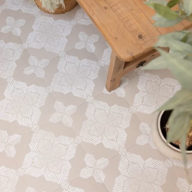 Floor Pops Sullivan Self-adhesive Vinyl Floor Tiles, Beige, W/D: 30.48 x 30.48 cm