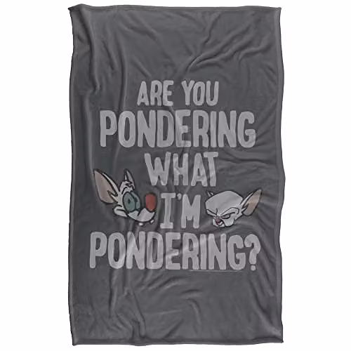 LOGOVISION Pinky and the Brain Super Soft Silky Touch Fleece Throw Blanket, Pink, Grey and Multicolour, W: 91 cm, D: 147 cm