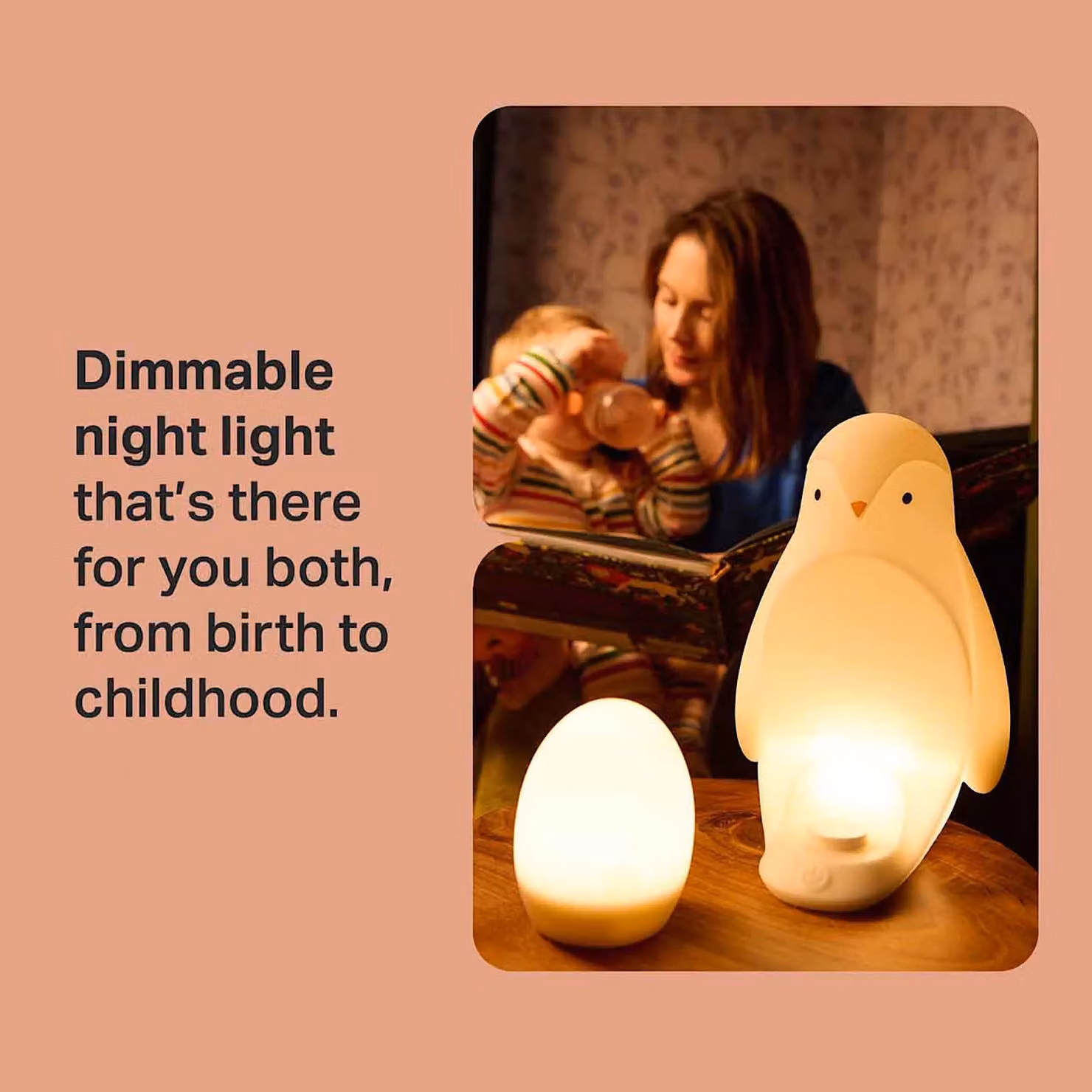 Tommee Tippee Dimmable Penguin Night Light in Beige Silicone – 6