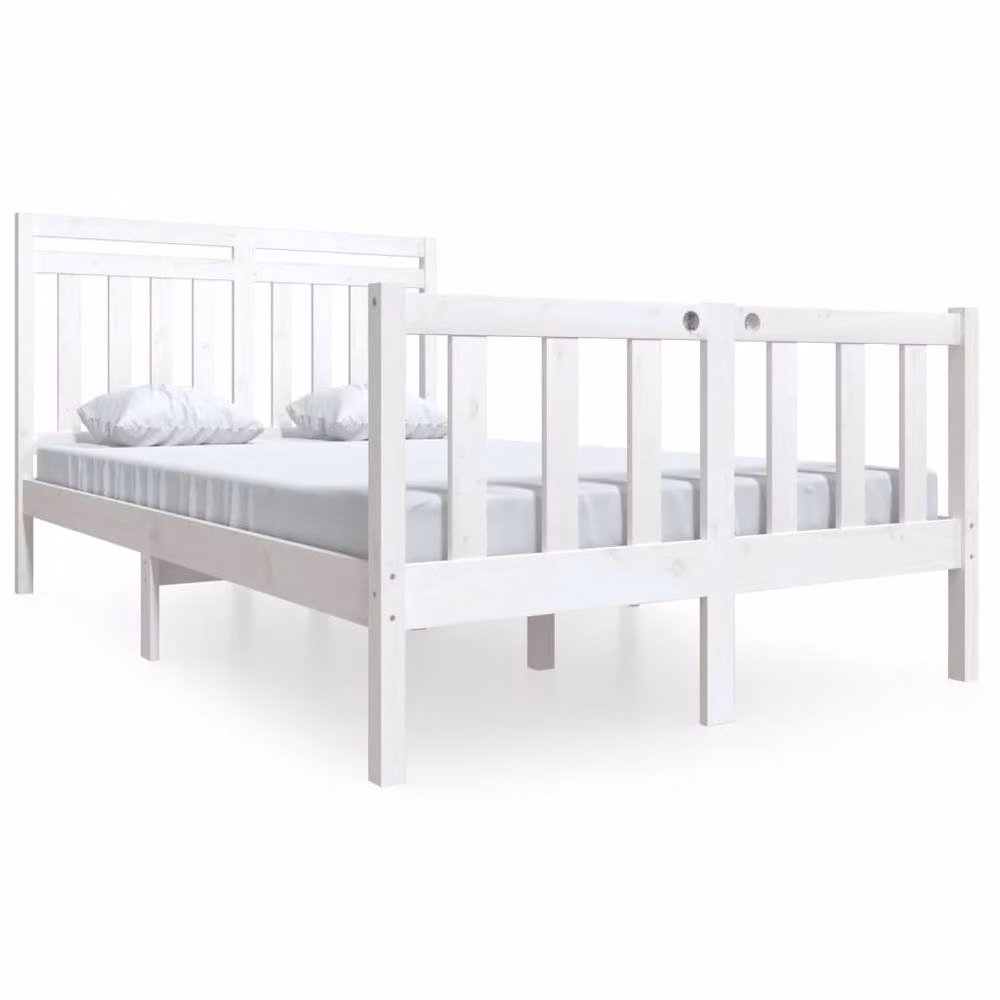 Berkfield Home White Solid Pine Wood Bed Frame W/D/H: 140 x 200 cm – 2