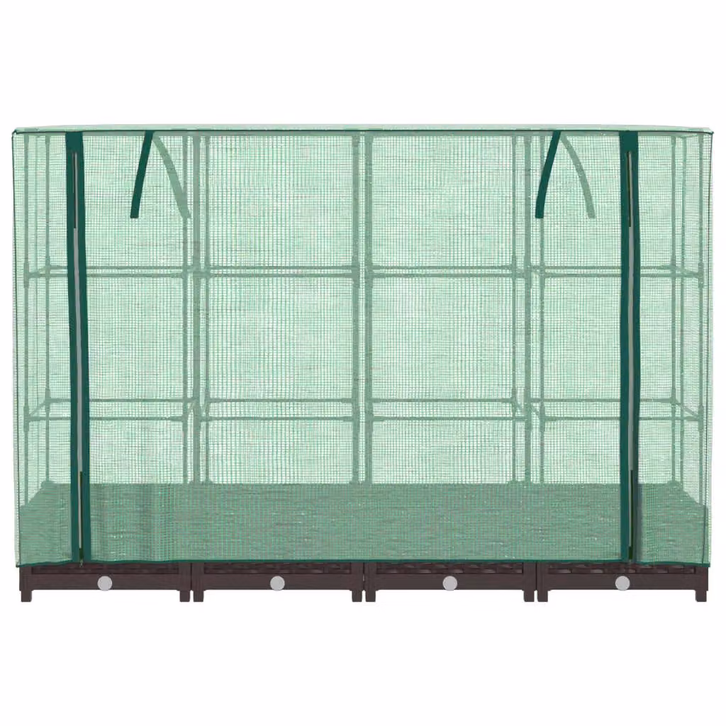 Berkfield Home Raised Bed with Greenhouse Cover in Brown Rattan Look, W/D/H: 160 x 40 x 123 cm – 3