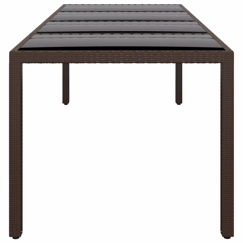 Berkfield Home Modern Brown Poly Rattan Garden Table with Glass Top – 2