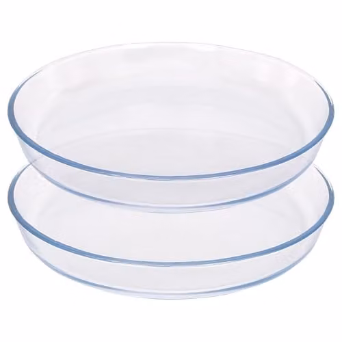 Argon Tableware Set of 2 Transparent Glass Square Casserole Dishes with Lids and Handles, Diameter: 32 cm