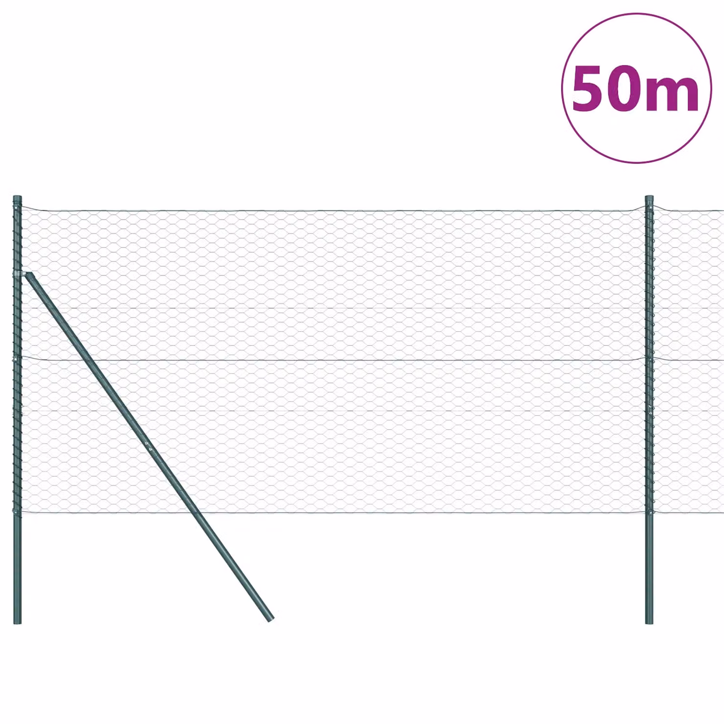Berkfield Home Green Steel Hexagon Fence, W: 1.4 m, L: 50 m – 2