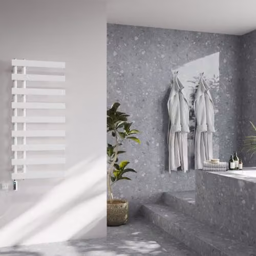 UK Radiators Agar White Electric Designer Heated Towel Rail with WIFI App Control, H 115.6 cm x W 50.0 cm – 2