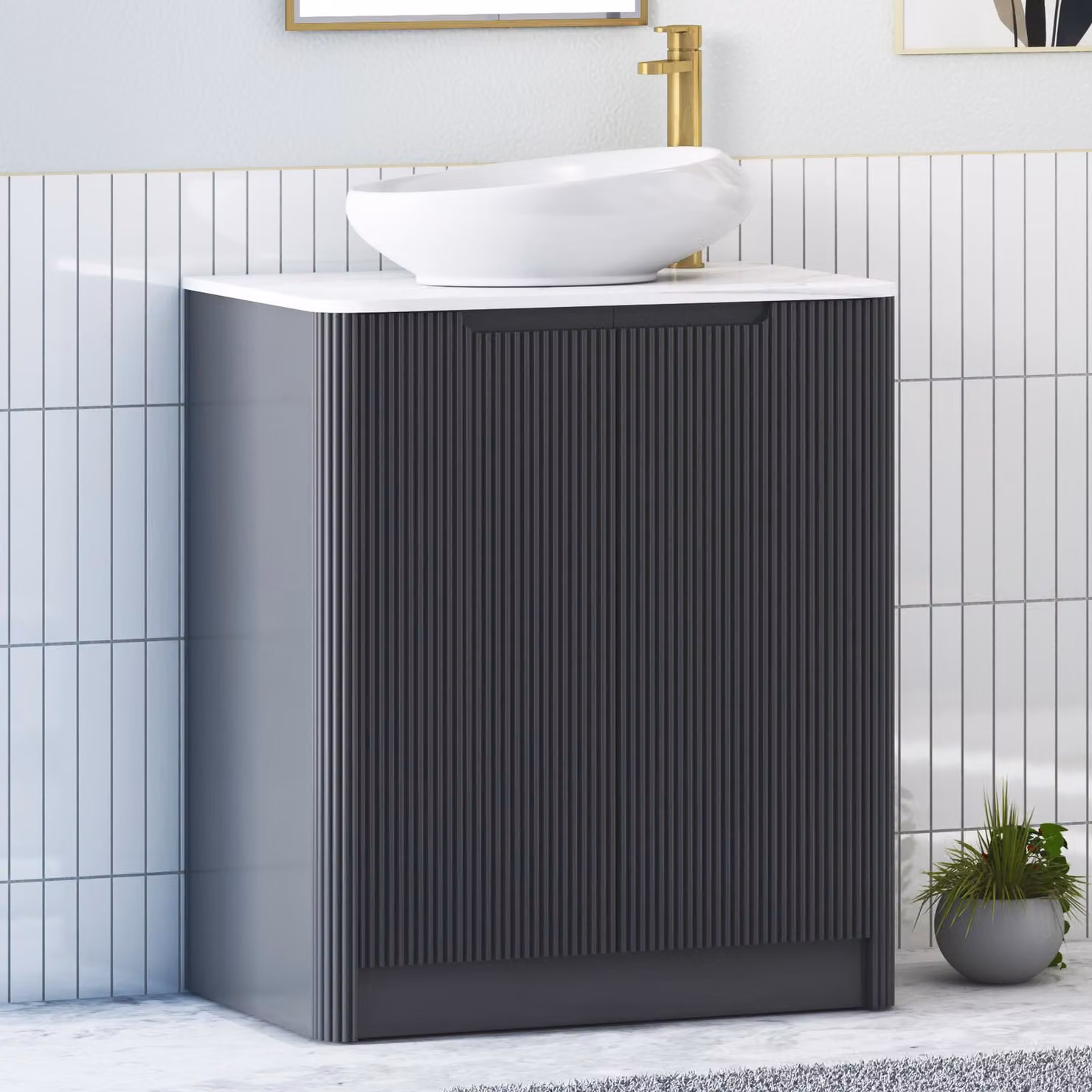 Royal Bathrooms Avenza 800mm Matt Obsidian Black Floor Standing 2 Door Vanity Unit with Nova Basin