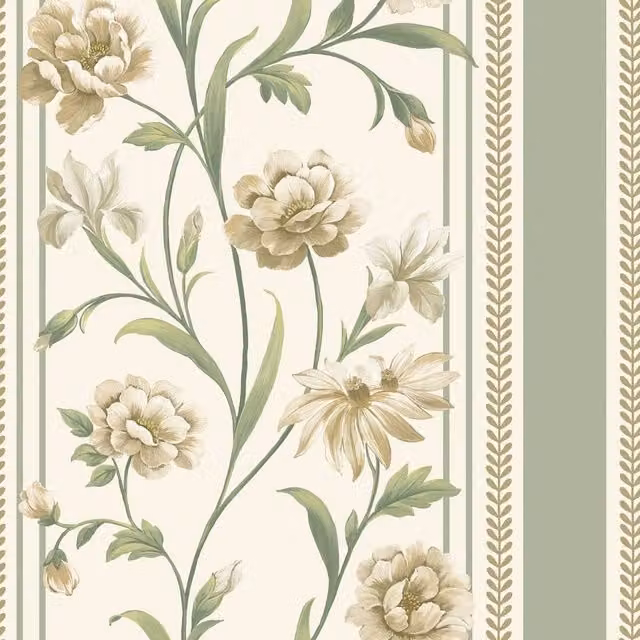 Belgravia Raya Floral Botanical Wallpaper in Light Green