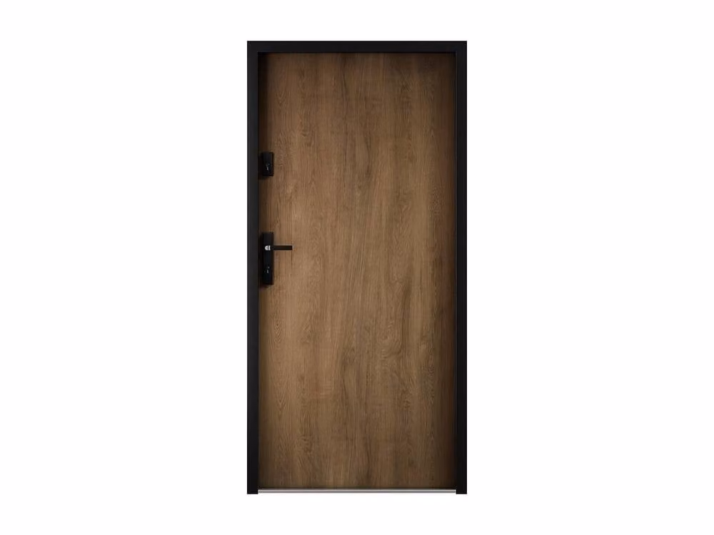 Vente-unique Full Panel Steel Front Door in Walnut Effect, H: 207 cm, W: 100 cm – 2