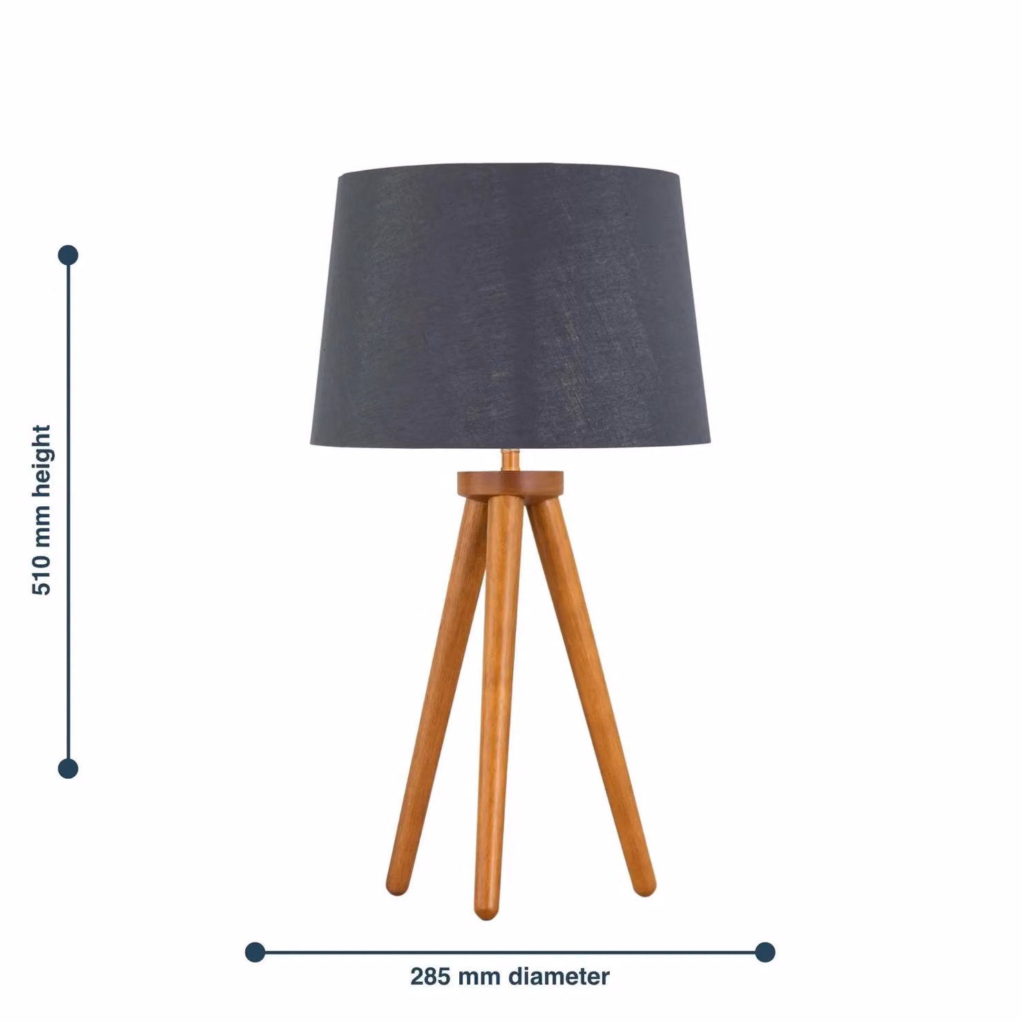 First Choice Lighting Voyage Dark Oak Table Lamp with Grey and Silver Fabric Shade – 4