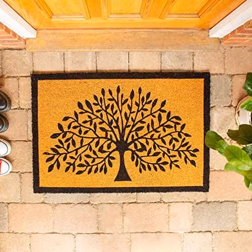 Nicola Spring Tree of Life Coir Door Mats, Pack of 2, Brown and Multicolour, W: 90 cm, D: 60 cm – 2