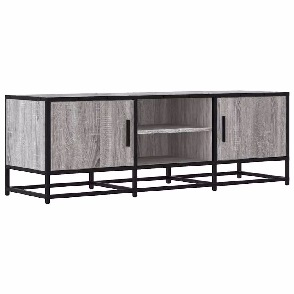 Berkfield Home Industrial Grey Sonoma TV Cabinet in Engineered Wood and Metal, W/D/H: 120 x 35 x 41 cm – 2