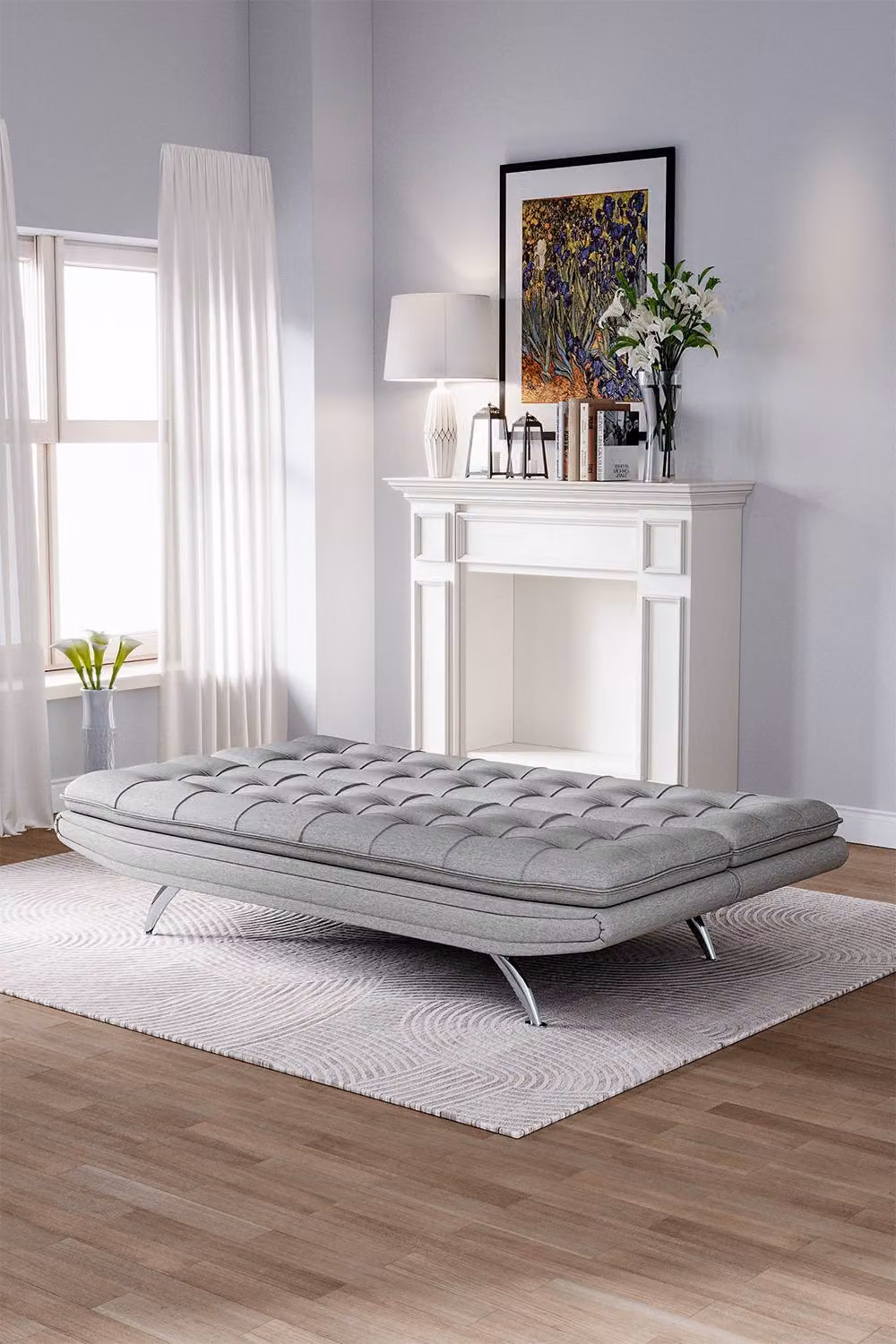 Living and Home Grey Fabric 3-Seater Click Clack Convertible Sofa Bed – 2