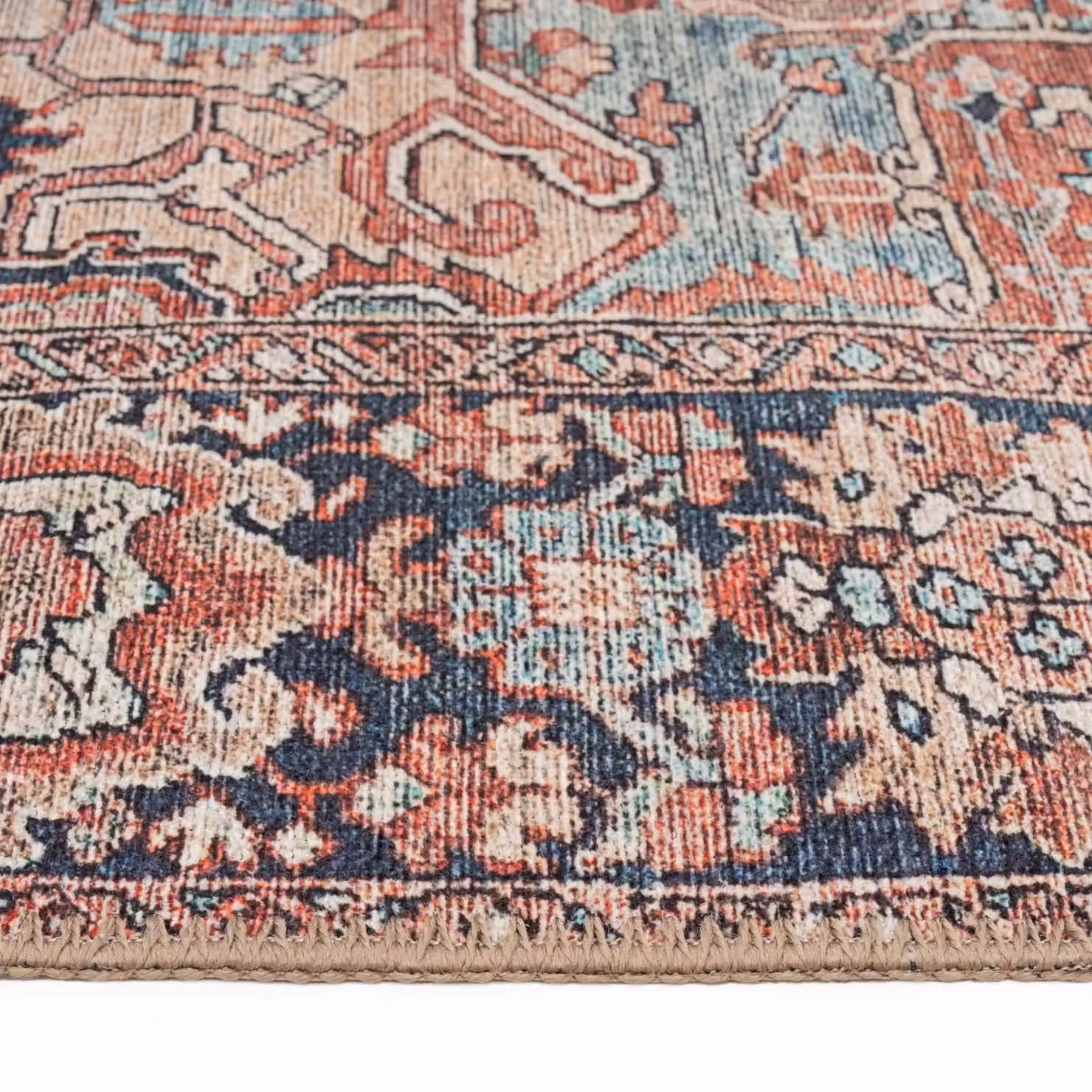 Kukoon Washable Abstract Runner Rug in Red and Multicolour, W/D: 80 x 300 cm – 3