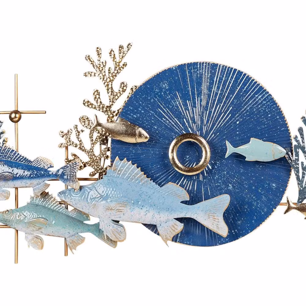 Wyld and Coco Blue and Gold Metal Handmade Abstract Animal Wall Art – 2