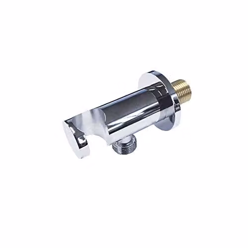 Nes Home Round Chrome Wall Outlet Elbow Hose Connector with Shower Handset Holder in Silver